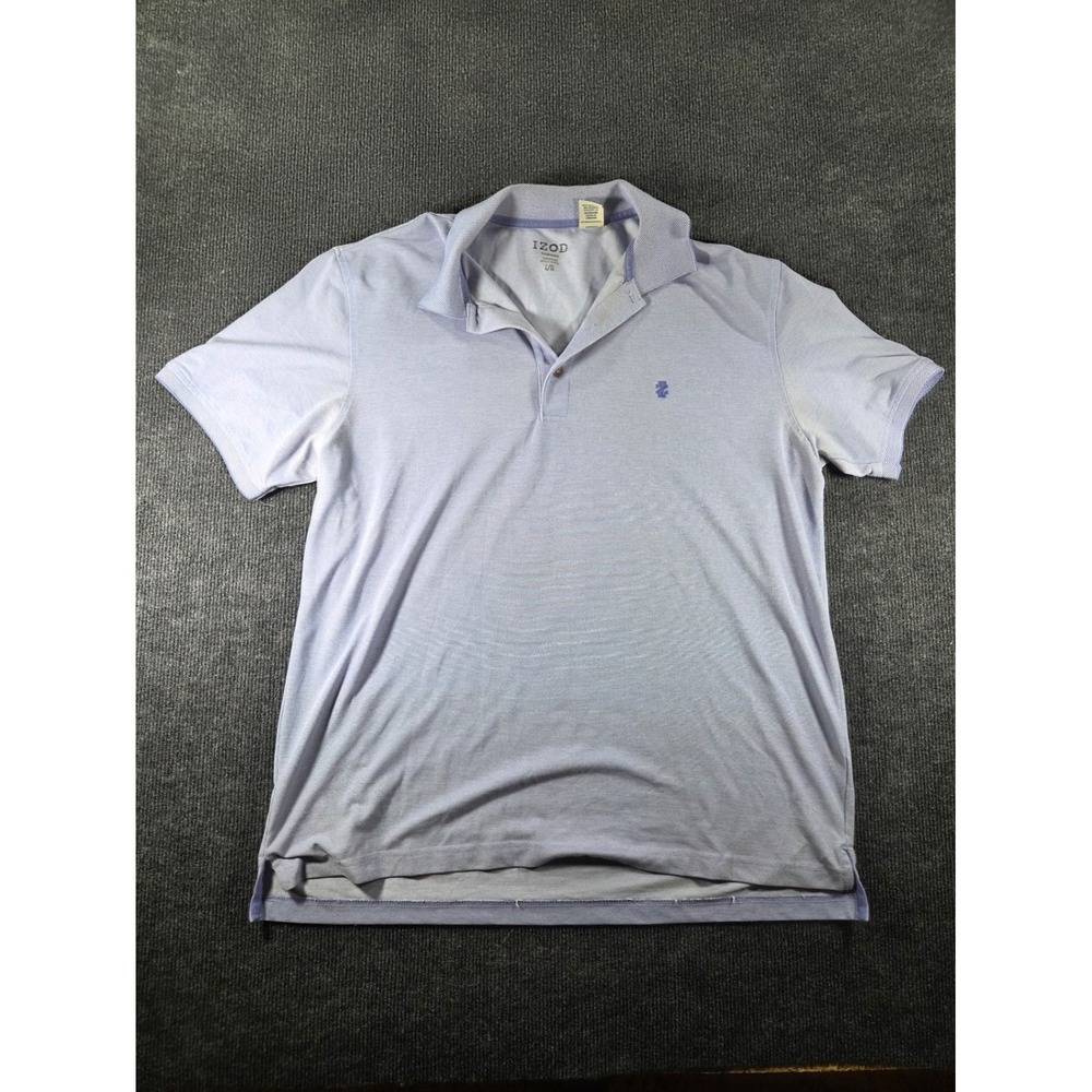 IZOD Performance Mens Short Sleeve Pique Polo Shirt Light Blue Large